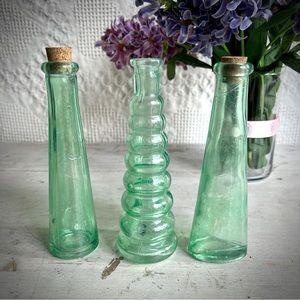 70s VTG GREEN Glass Bottles Party Table Decor Wedding Birthday-Showers $29 Each